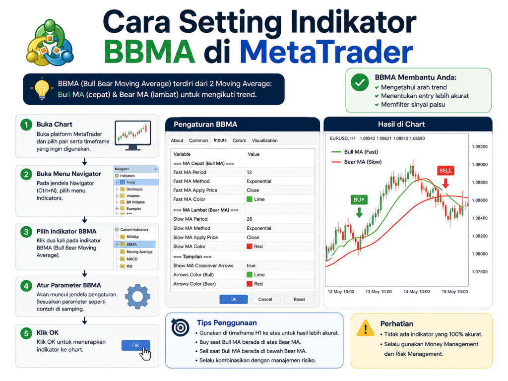 cara setting indikator bbma di metatrader & panduan entry lengkap